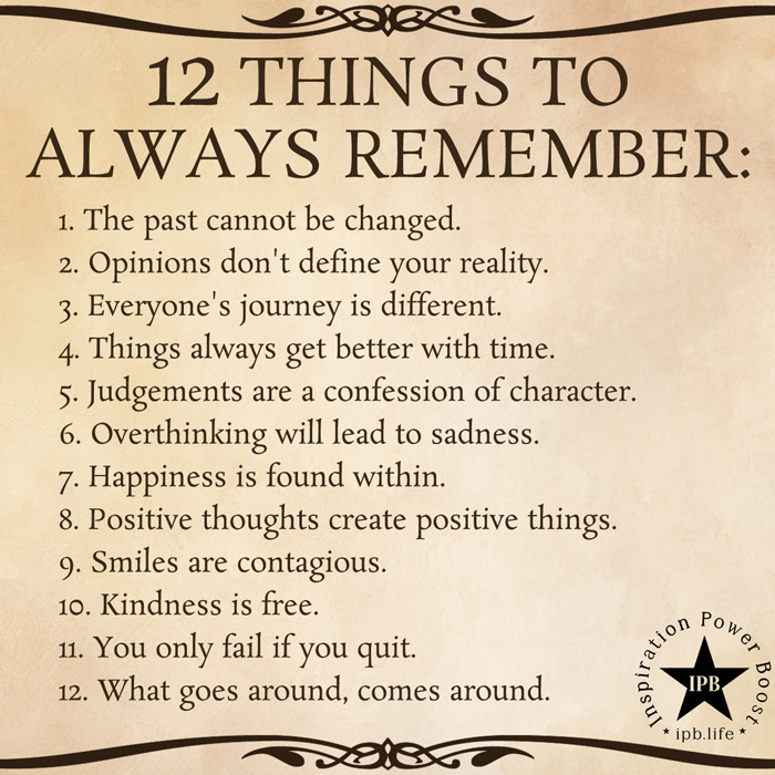 12 Things To Always Remember 